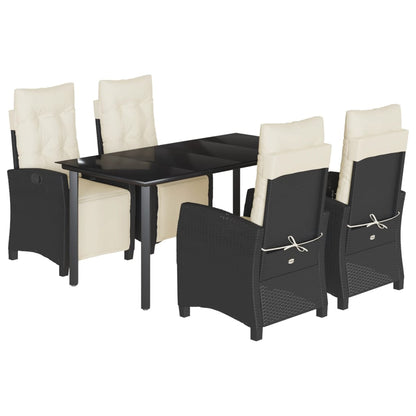 5-Delige Tuinset Met Kussens Poly Rattan Zwart
