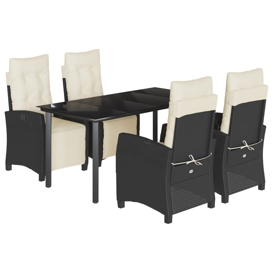 5-Delige Tuinset Met Kussens Poly Rattan Zwart