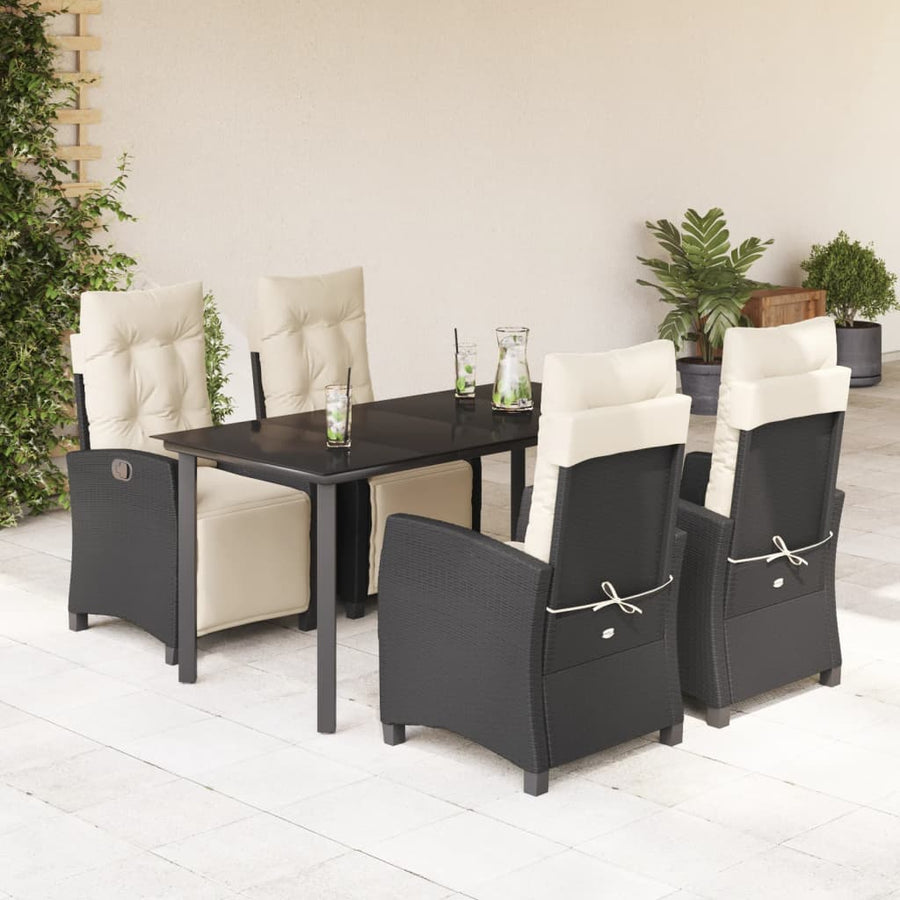 5-Delige Tuinset Met Kussens Poly Rattan Zwart