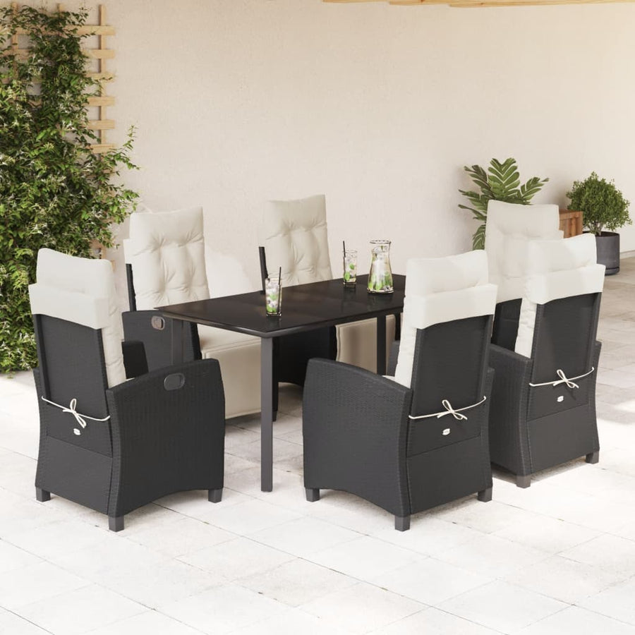 7-Delige Tuinset Met Kussens Poly Rattan Zwart