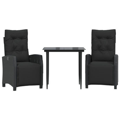 3-Delige Tuinset Met Kussens Poly Rattan Zwart 2