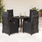 5-Piece Garden Furniture Set with Cushions Poly Rattan Black 4