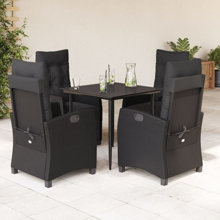 5-Delige Tuinset Met Kussens Poly Rattan Zwart 4