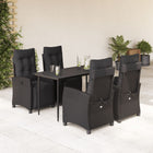 Tuinset poly rattan zwart 5 delig