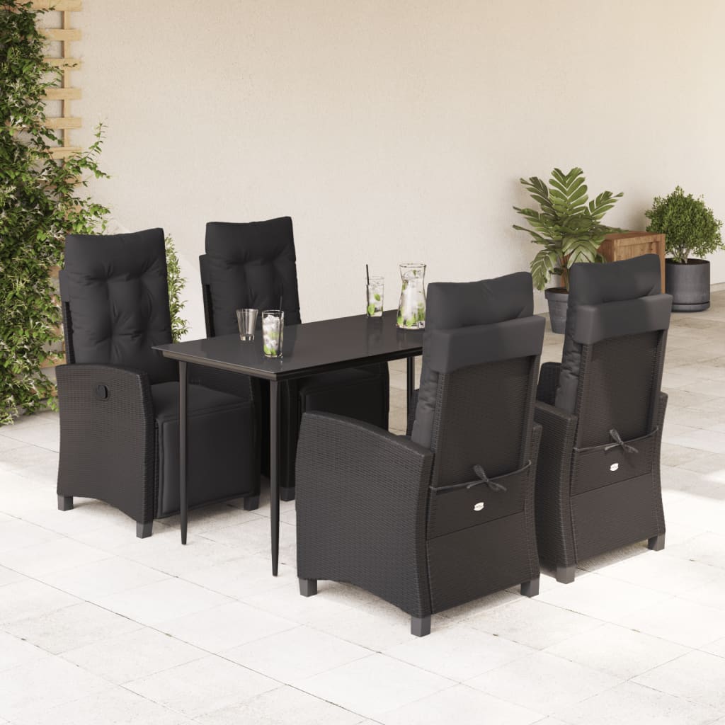 Tuinset Met Kussens Poly Rattan Zwart 5