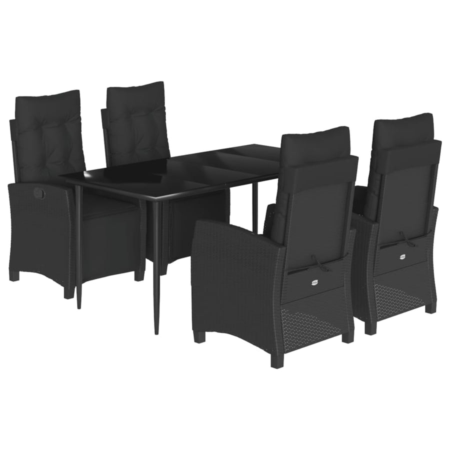 5-Delige Tuinset Met Kussens Poly Rattan Zwart