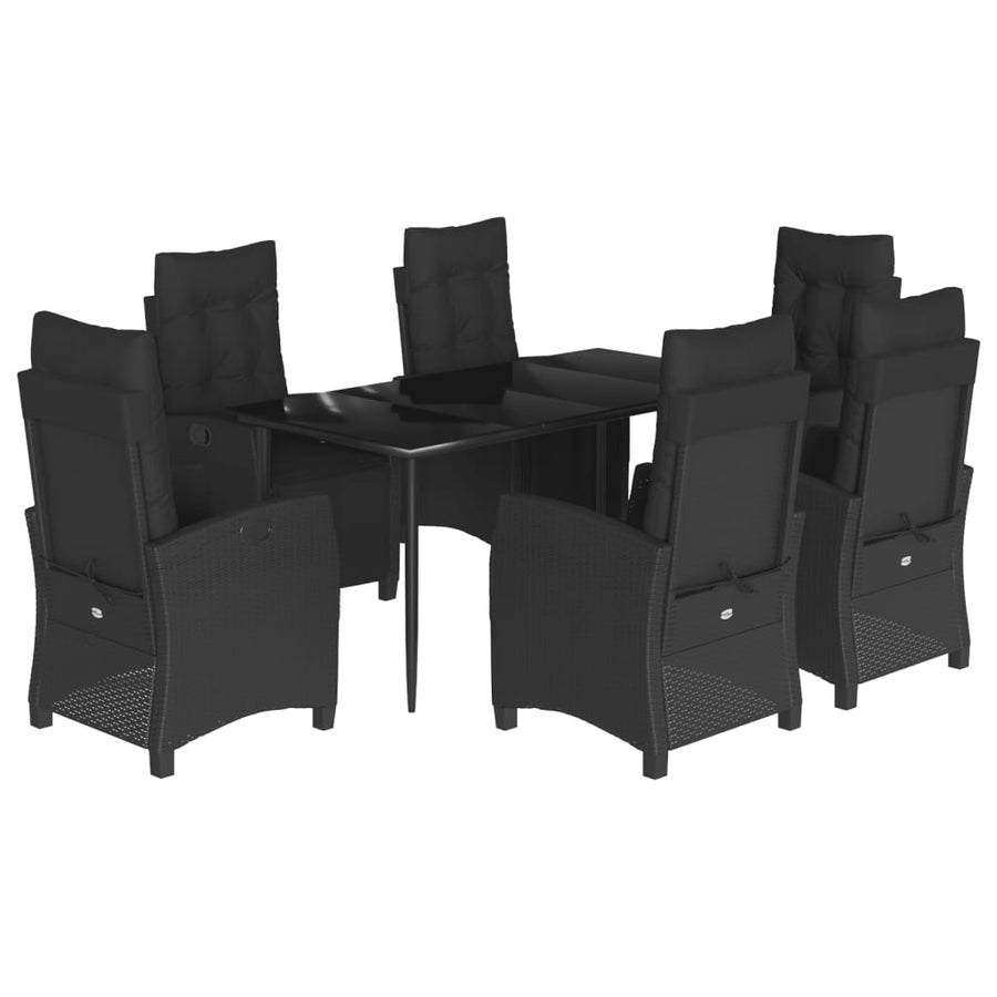 7-Delige Tuinset Met Kussens Poly Rattan Zwart
