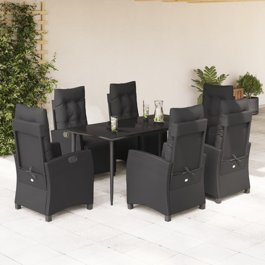 7-Delige Tuinset Met Kussens Poly Rattan Zwart
