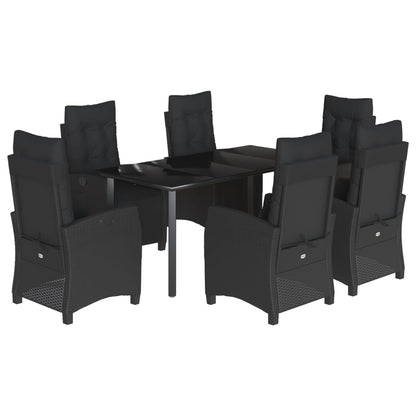7-Delige Tuinset Met Kussens Poly Rattan Zwart