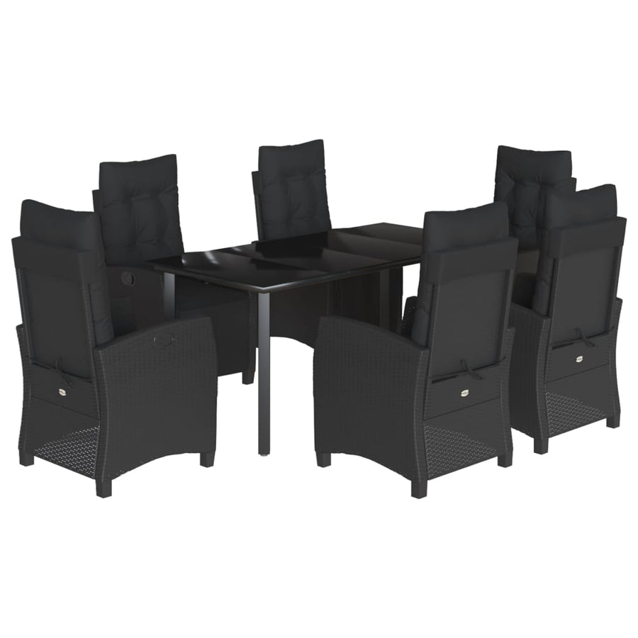 7-Delige Tuinset Met Kussens Poly Rattan Zwart