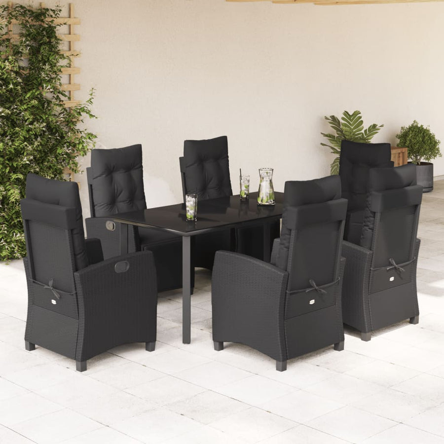 7-Delige Tuinset Met Kussens Poly Rattan Zwart