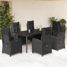 Tuinset 7-delig poly rattan zwart met kussens