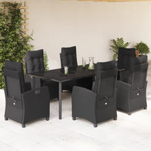 7-Delige Tuinset Met Kussens Poly Rattan Zwart 6 200 cm tafellengte