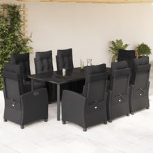 9-Delige Tuinset Poly Rattan Zwart 8 200 cm tafellengte