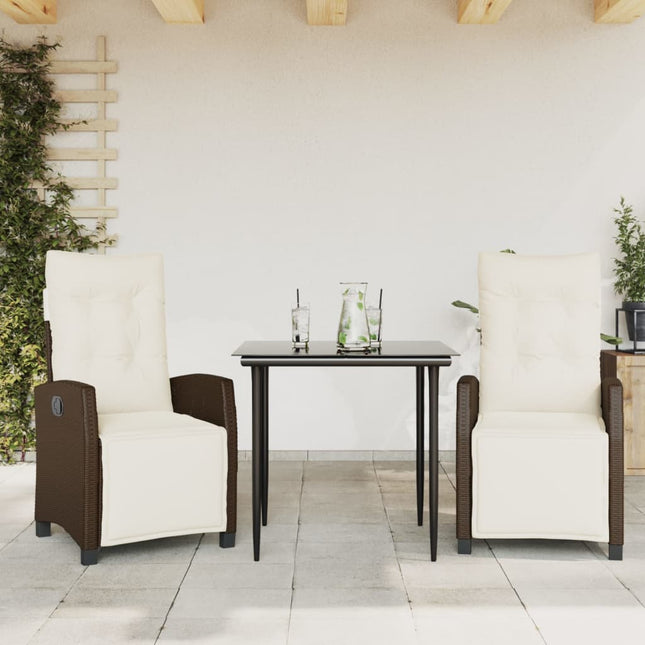 3-Delige Tuinset Met Kussens Poly Rattan Bruin