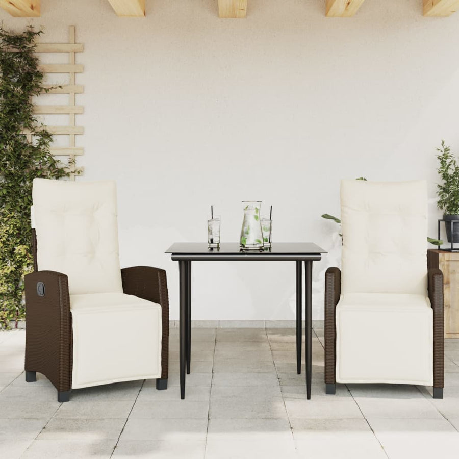 3-Delige Tuinset Met Kussens Poly Rattan Bruin 2