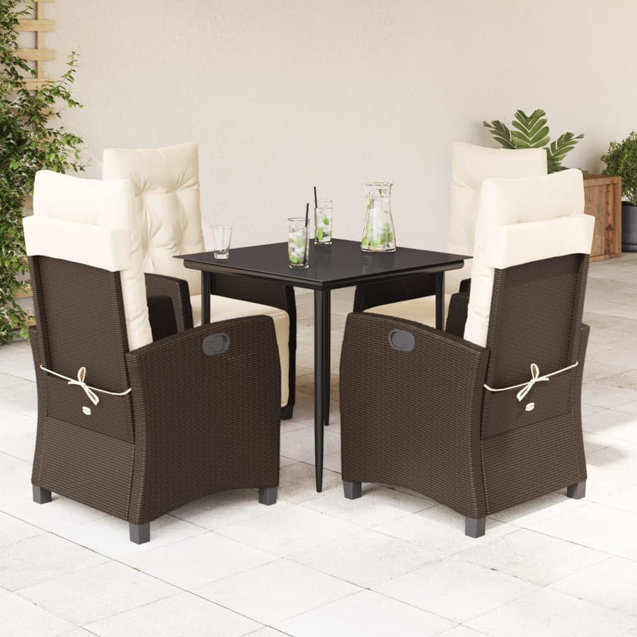 5-Delige Tuinset Met Kussens Poly Rattan Bruin 4