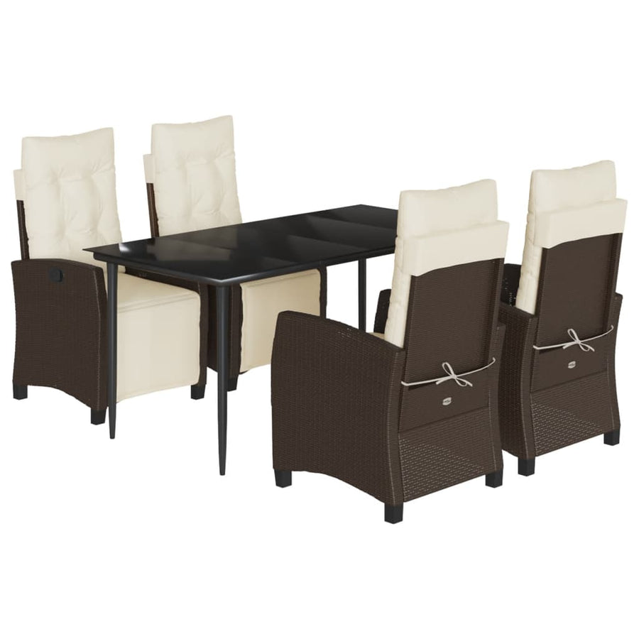 5-Delige Tuinset Met Kussens Poly Rattan Bruin