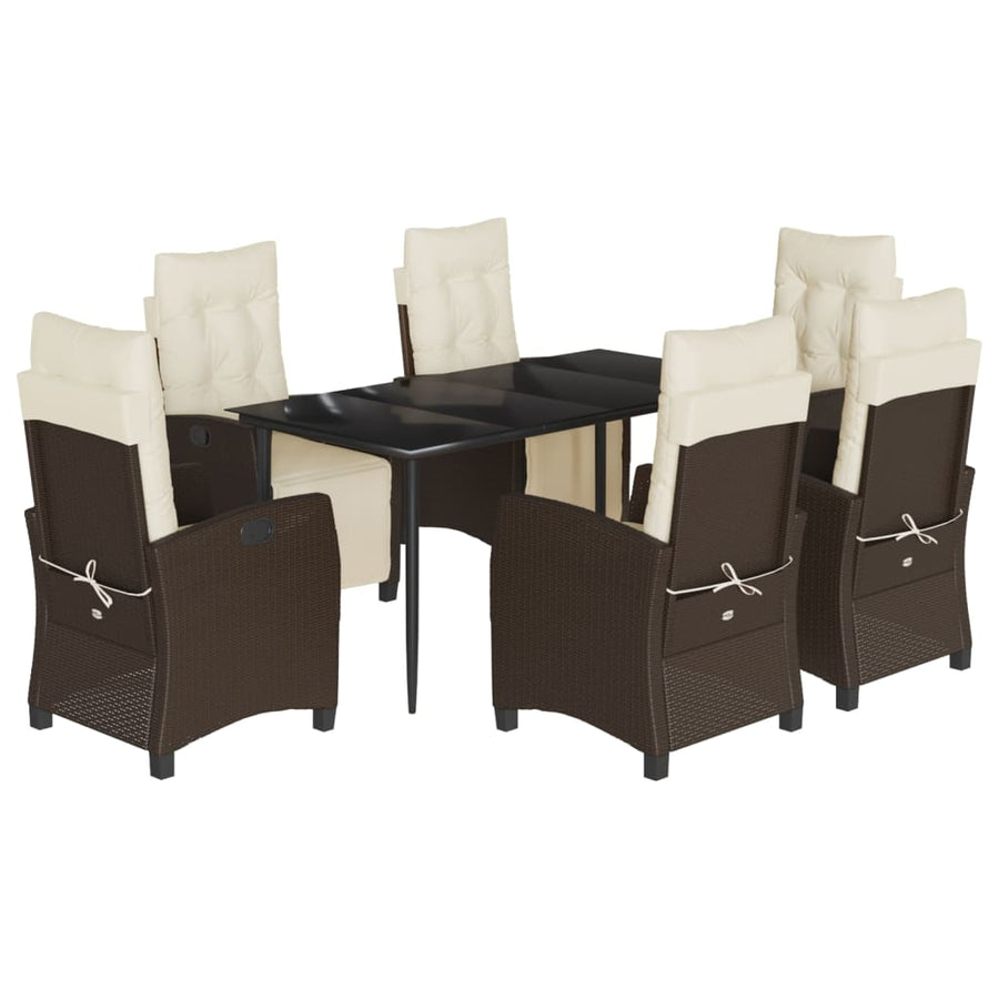 7-Delige Tuinset Met Kussens Poly Rattan Bruin