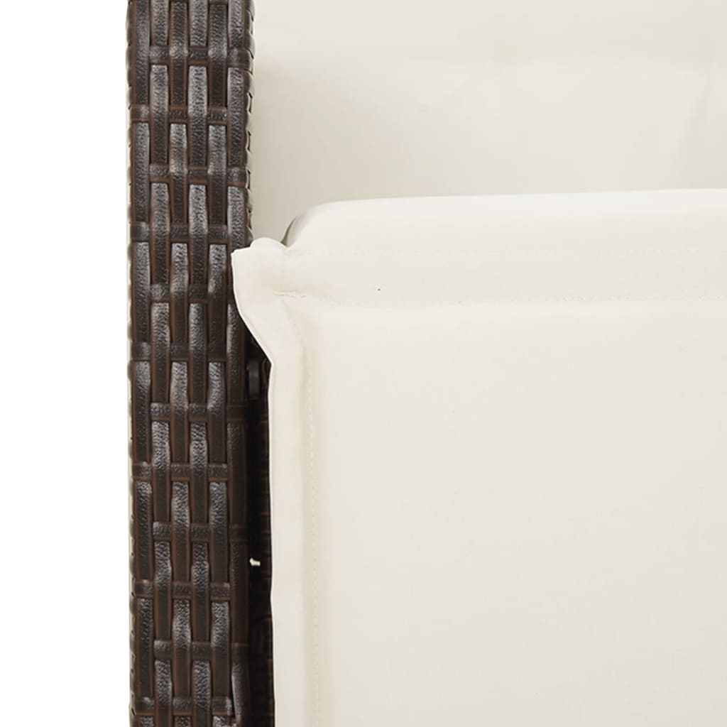 5-Delige Tuinset Met Kussens Poly Rattan Bruin 4 80 cm tafellengte