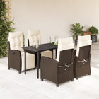 Tuinset poly rattan bruin 5-delig met kussens