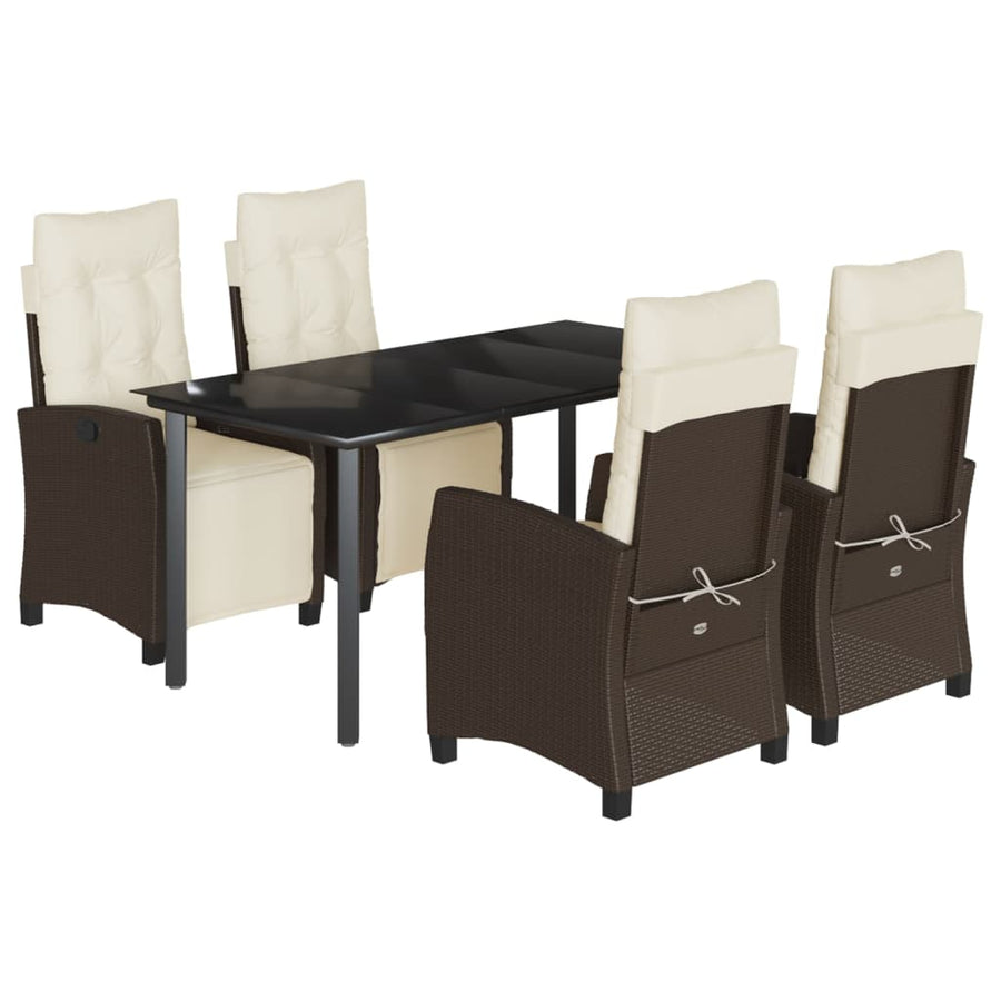 5-Delige Tuinset Met Kussens Poly Rattan Bruin