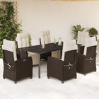 7-piece Poly Rattan Garden Set with Cushions Brown