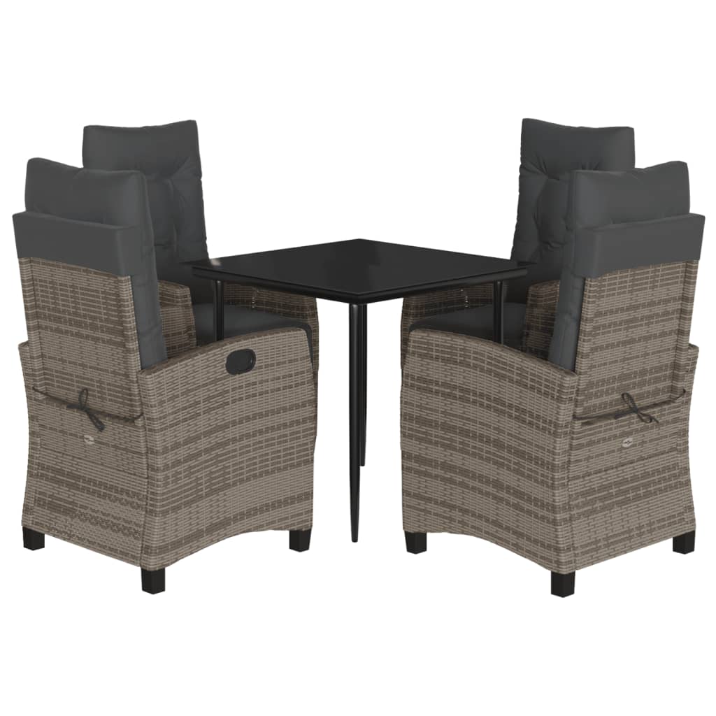 5-Delige Tuinset Met Kussens Poly Rattan Grijs 4