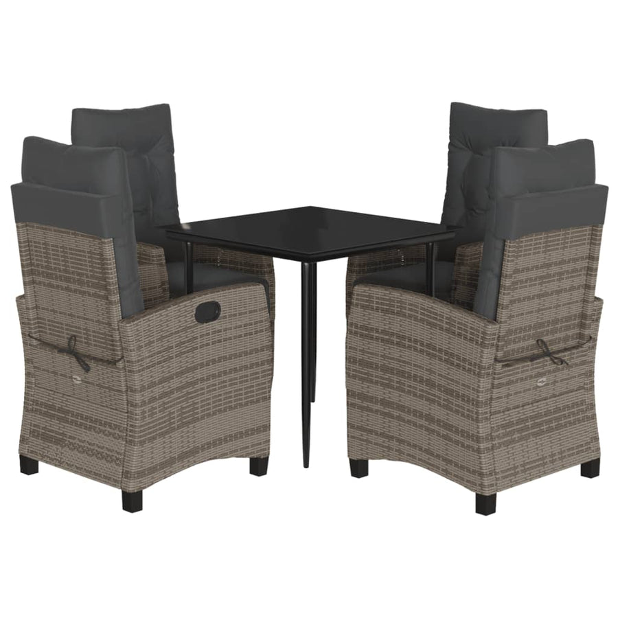 5-Delige Tuinset Met Kussens Poly Rattan Grijs 4