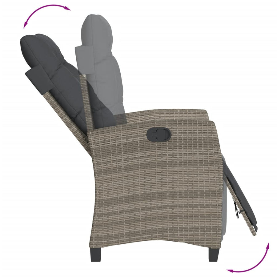 5-Delige Tuinset Met Kussens Poly Rattan Grijs 4