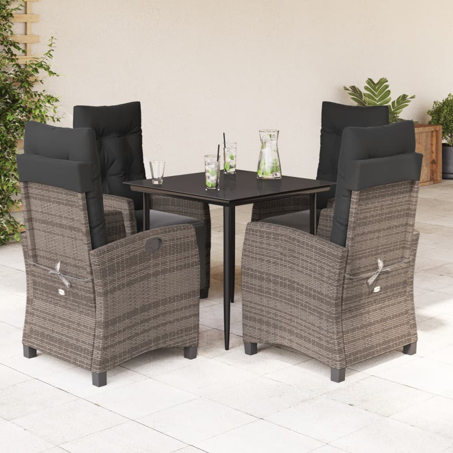 5-Delige Tuinset Met Kussens Poly Rattan Grijs 4