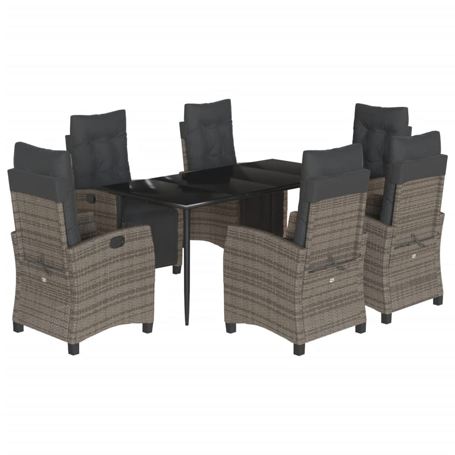7-Delige Tuinset Met Kussens Poly Rattan Grijs