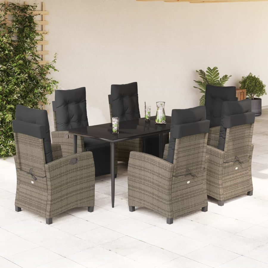 7-Delige Tuinset Met Kussens Poly Rattan Grijs
