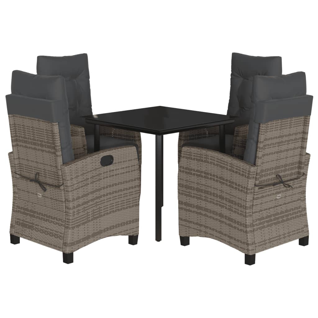 5-Delige Tuinset Met Kussens Poly Rattan Grijs 4 80 cm tafellengte