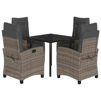 5-Delige Tuinset Met Kussens Poly Rattan Grijs 4 80 cm tafellengte