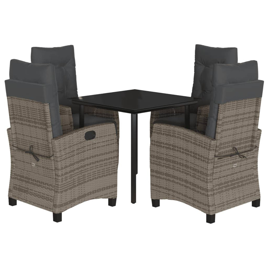 5-Delige Tuinset Met Kussens Poly Rattan Grijs 4 80 cm tafellengte