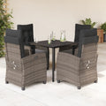 5-delige Tuinset met kussens poly rattan grijs