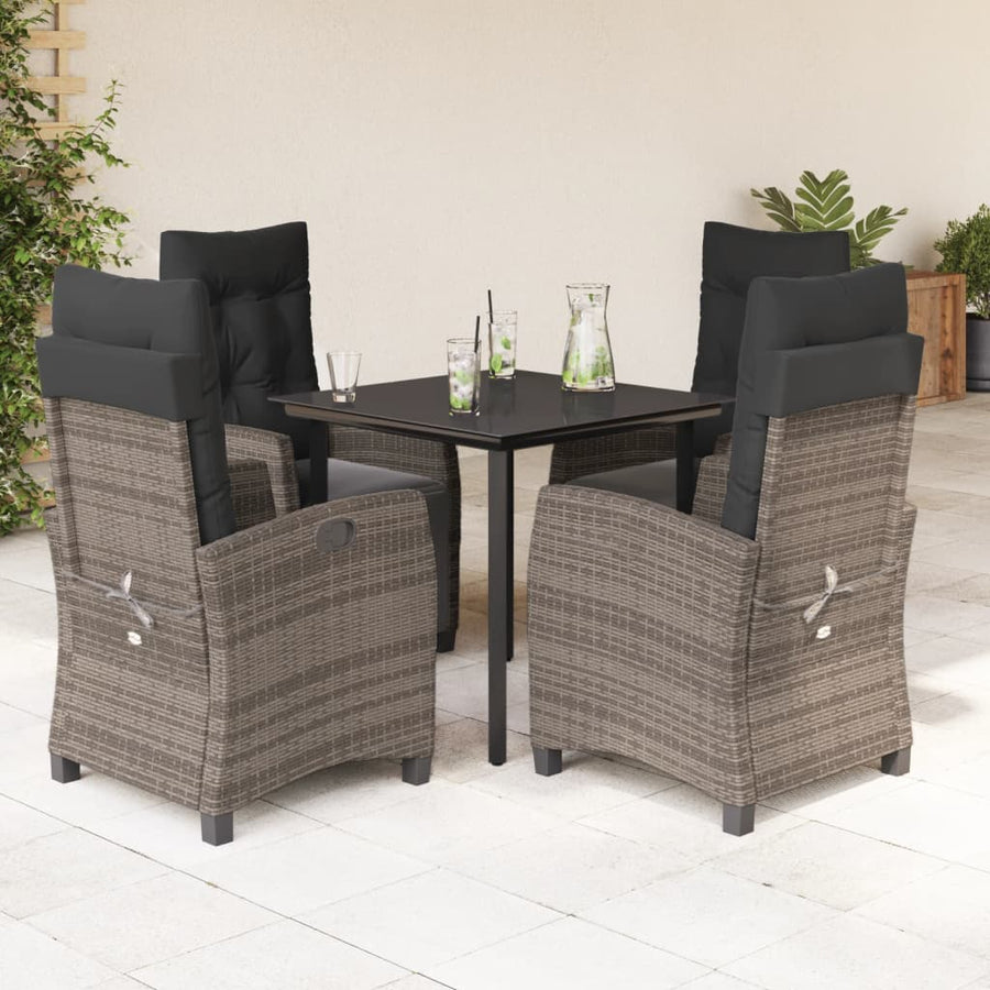 5-Delige Tuinset Met Kussens Poly Rattan Grijs 4 80 cm tafellengte
