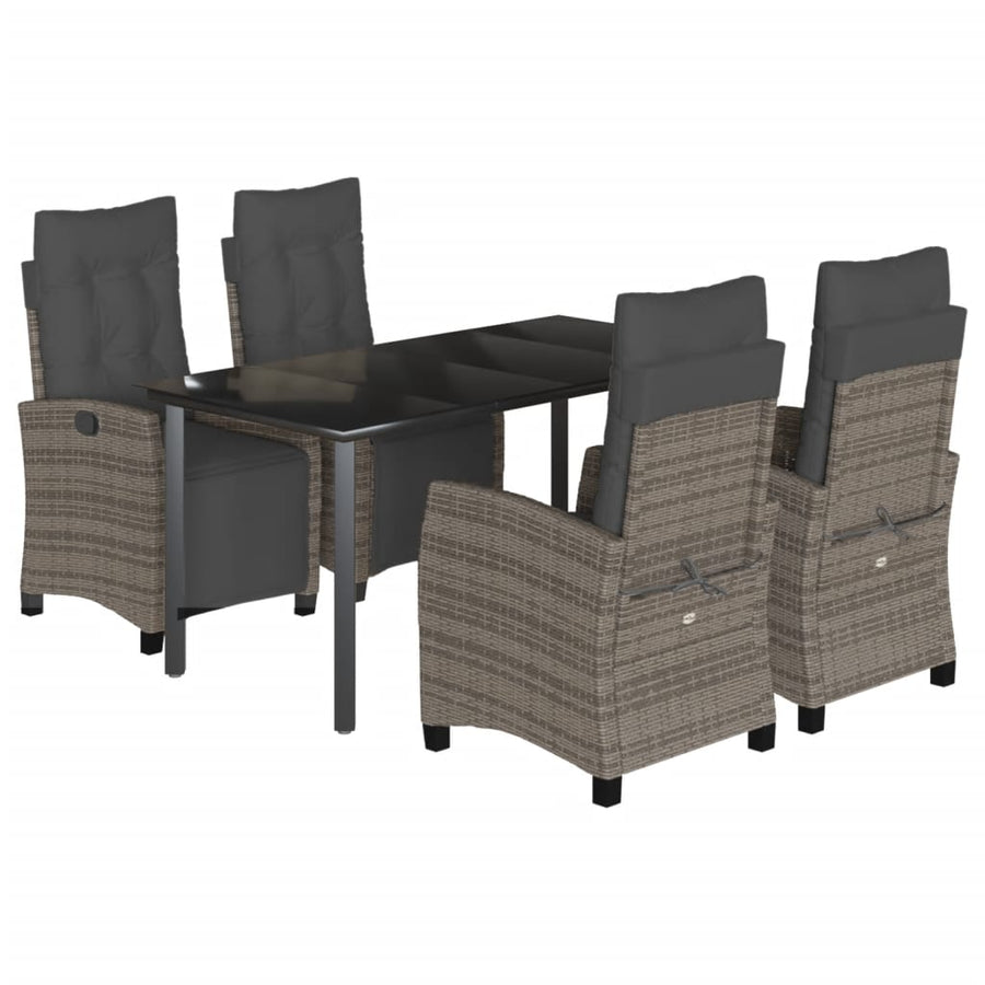 5-Delige Tuinset Met Kussens Poly Rattan Grijs
