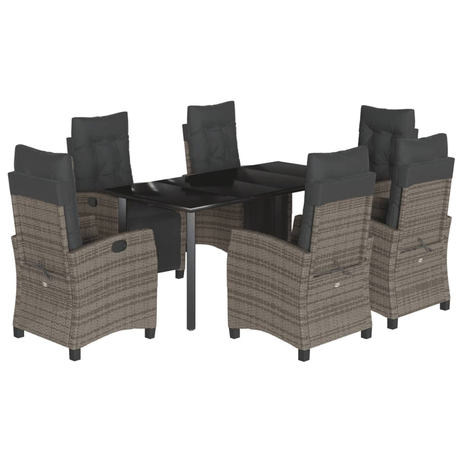 7-Delige Tuinset Met Kussens Poly Rattan Grijs