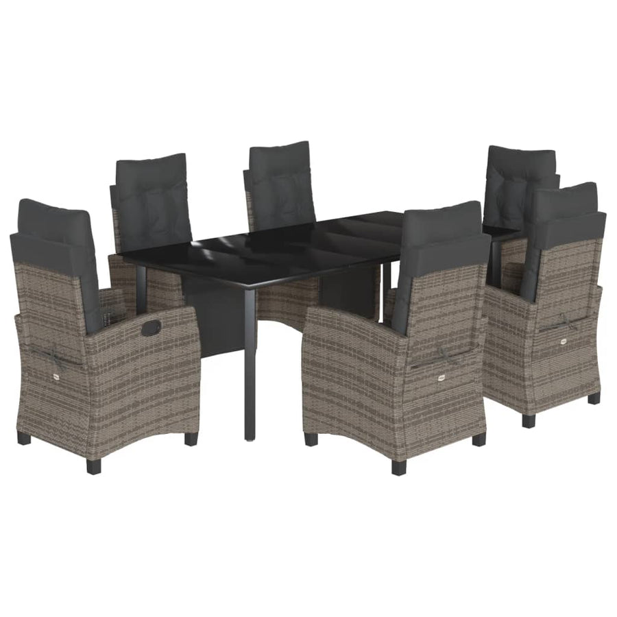 7-Delige Tuinset Met Kussens Poly Rattan Grijs 6 200 cm tafellengte