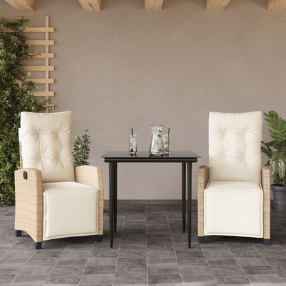 3-Delige Tuinset Met Kussens Poly Rattan Beige 2
