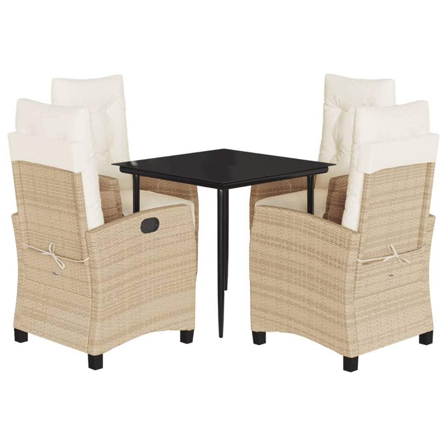 5-Delige Tuinset Met Kussens Poly Rattan Beige 4