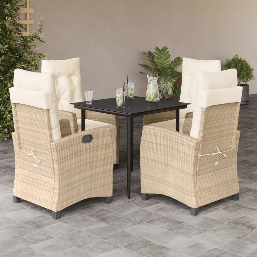 5-Delige Tuinset Met Kussens Poly Rattan Beige 4
