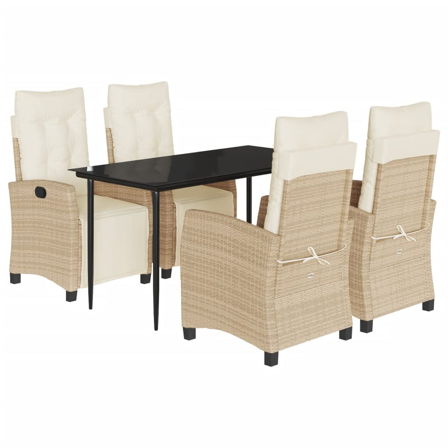 5-delige Tuinset met kussens poly rattan beige