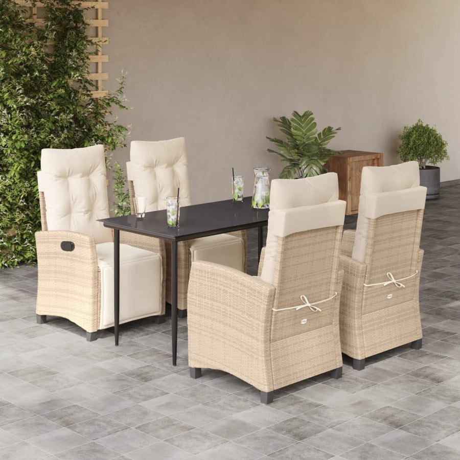5-delige Tuinset met kussens poly rattan beige