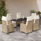 Tuinset 7-delig poly rattan beige met kussens