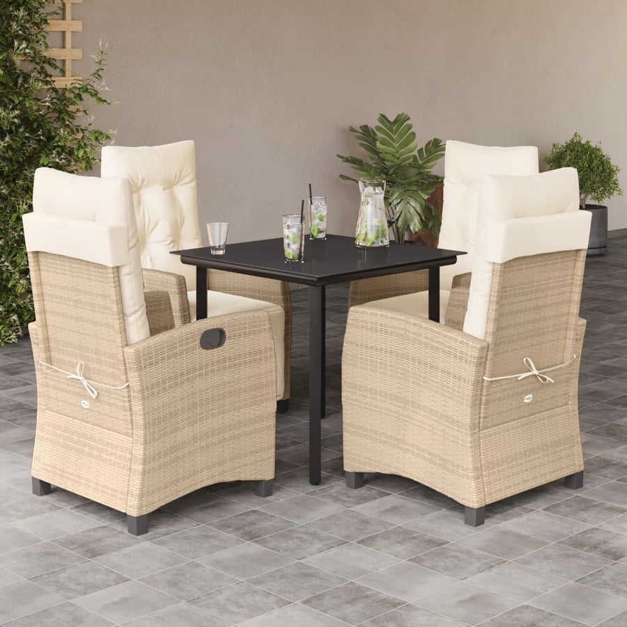 5-Delige Tuinset Met Kussens Poly Rattan Beige 4 80 cm tafellengte