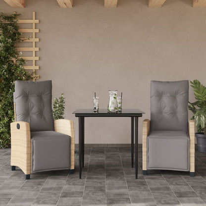3-Delige Tuinset Met Kussens Poly Rattan Gemengd Beige 2