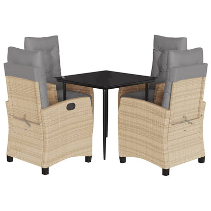 5-Delige Tuinset Met Kussens Poly Rattan Gemengd Beige 4